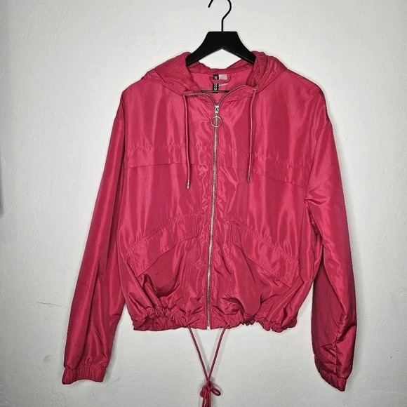 H&M Divided Hot Pink wind Breaker Track Jacket Size Large - Picture 2 of 7